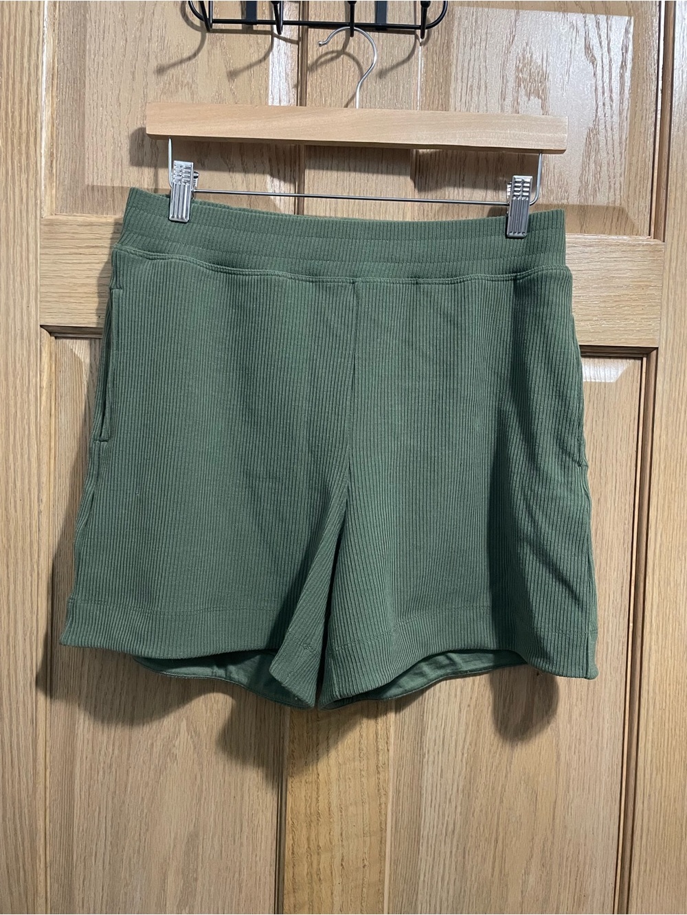 WoolX Ribbed Olive Green Shorts